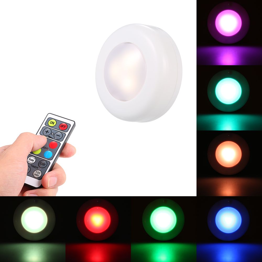 2019 3 Rgb Led Under Cabinet Lamp Puck Light Remote Control