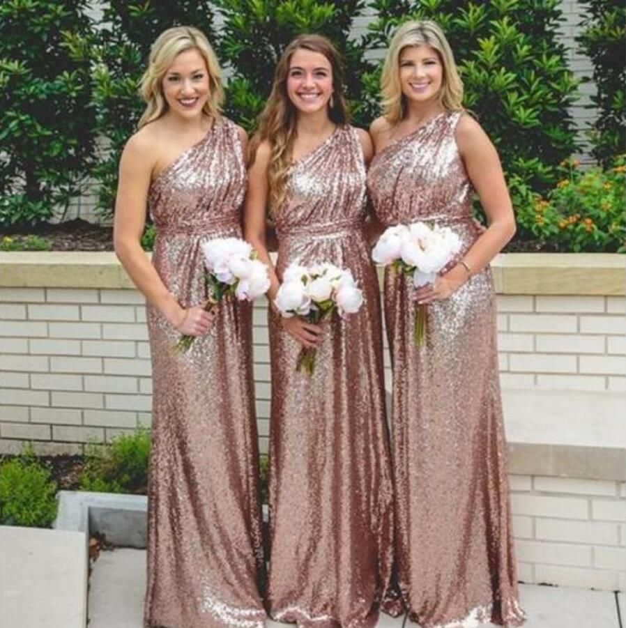 rose gold long bridesmaid dress