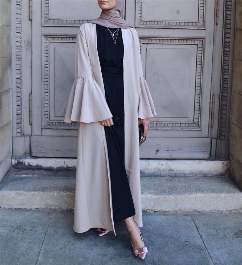 plain black open abaya uk