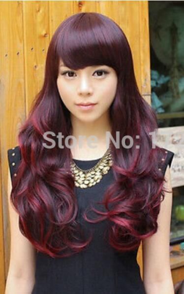 Fashion Natural Looking Women Long Shinny Red Wavy Halloween