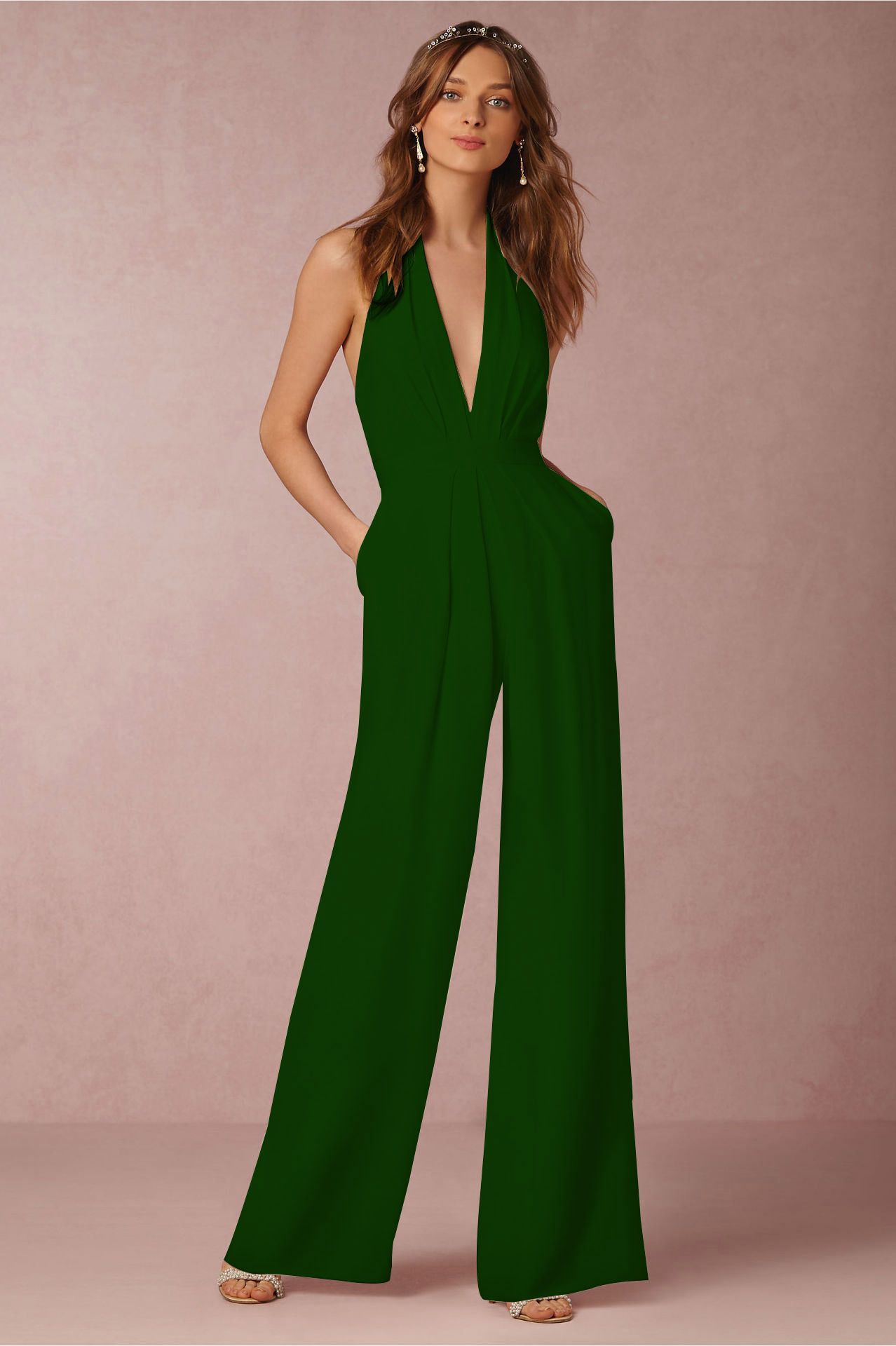 green jumpsuit formal