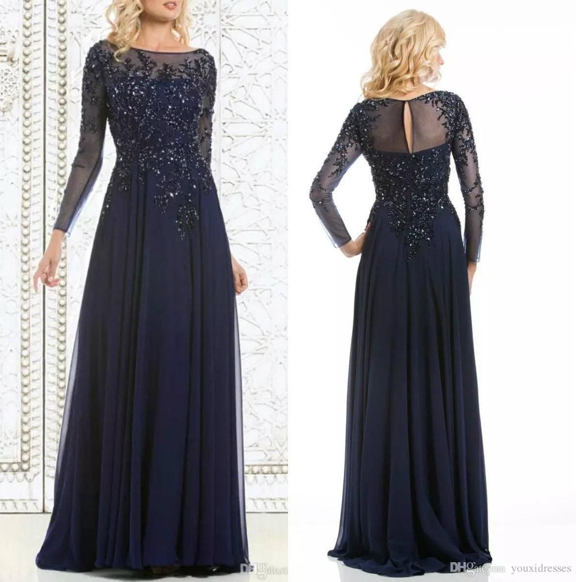 long sleeve navy blue dress for wedding