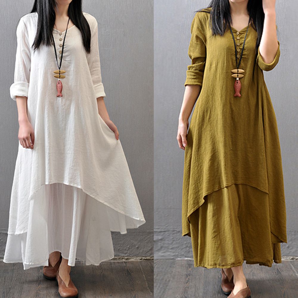 long linen dresses summer