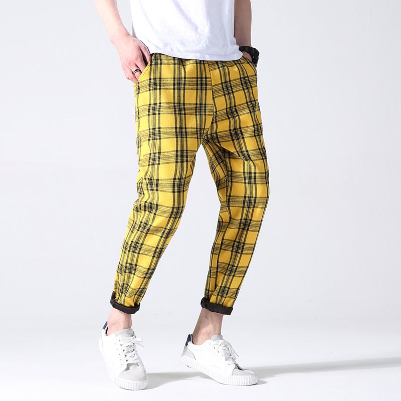 men plaid joggers