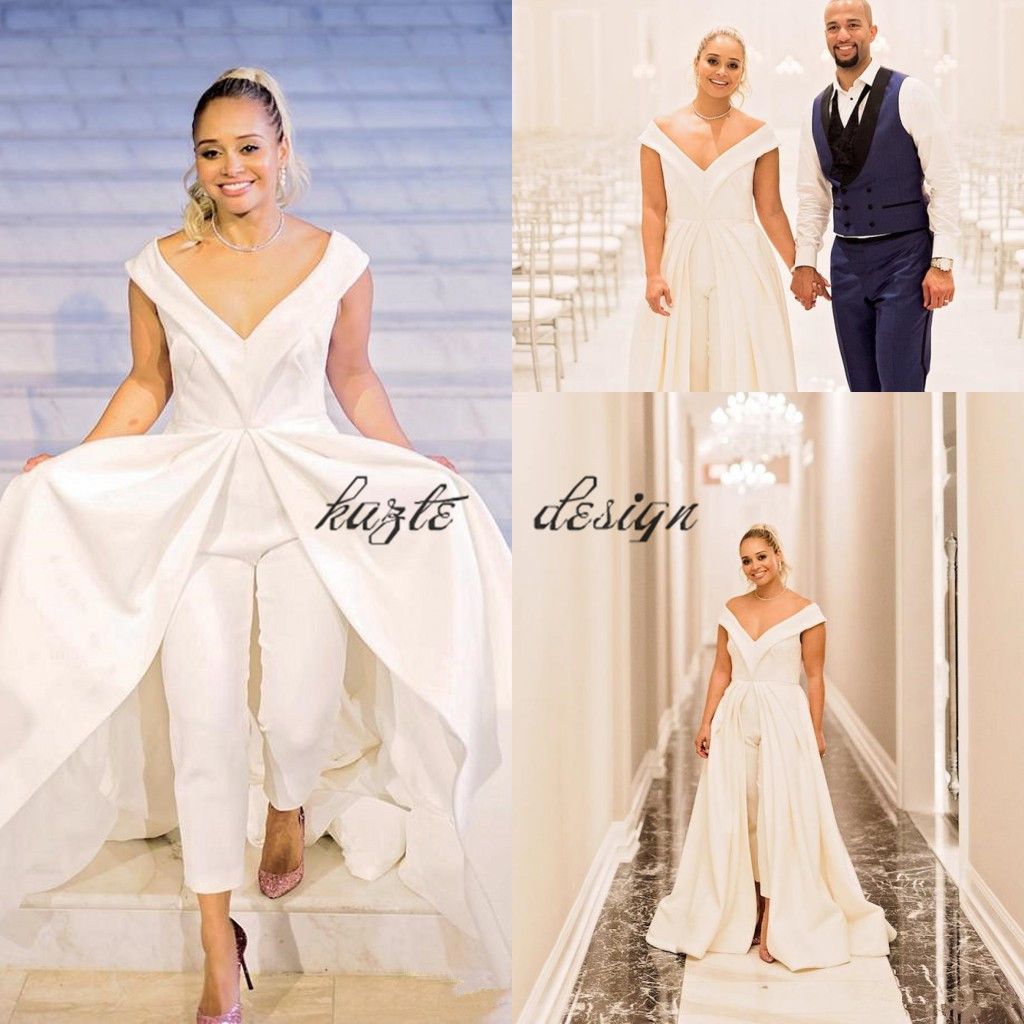 womens white wedding jumpsuit