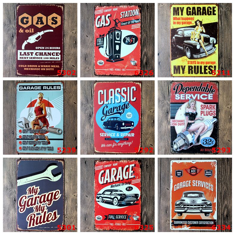 Car Service Garage Style Tin Sign Bar Cafe Store Home Wall Decor Metal Poster