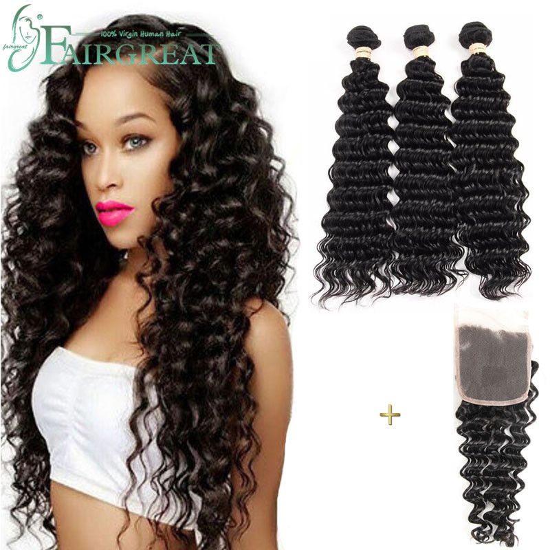 Deep Wave Brazilian Human Hair Weaves 100 Unprocessed Human Hair