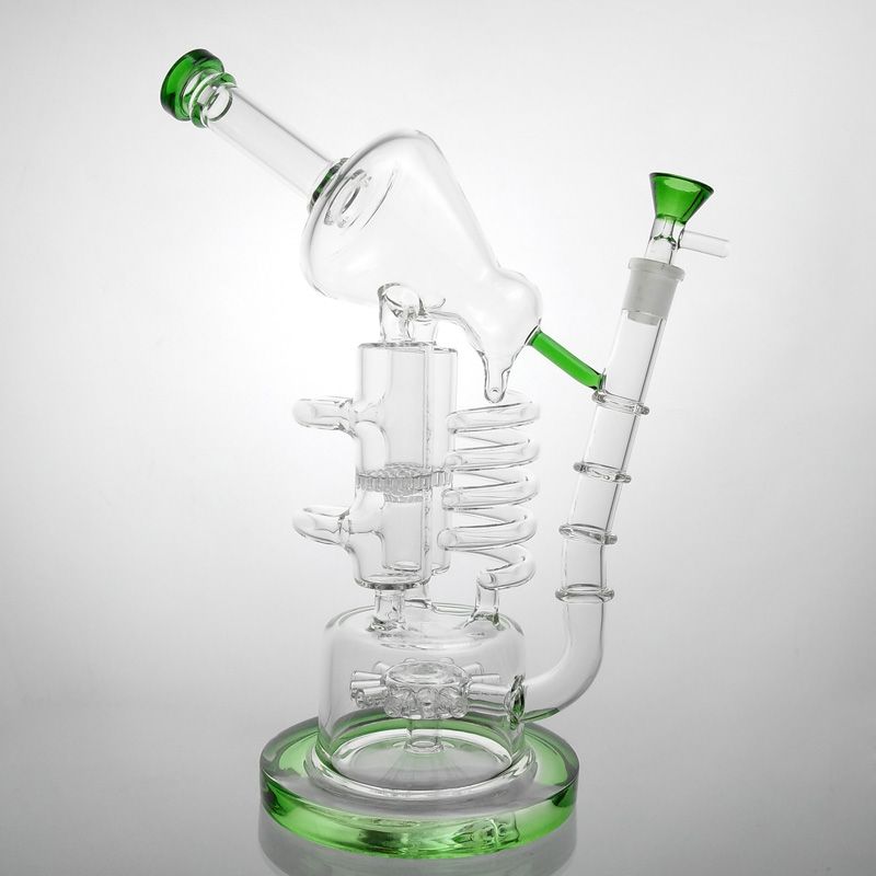 Recycler Water Pipe 3D Molecular Structure Glass Bong 10 Inch Grey Hookahs 