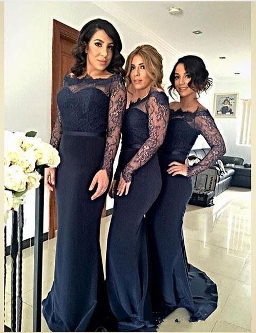 navy blue silk bridesmaid dress