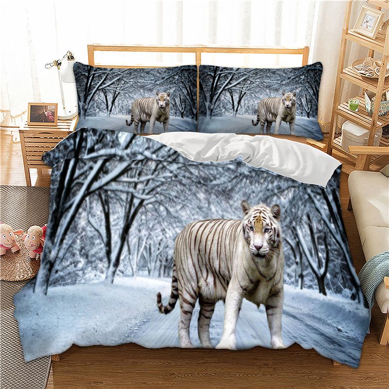 Wongs Bedding 3d Tiger Snow White Duvet Cover Bedding Set Quilt