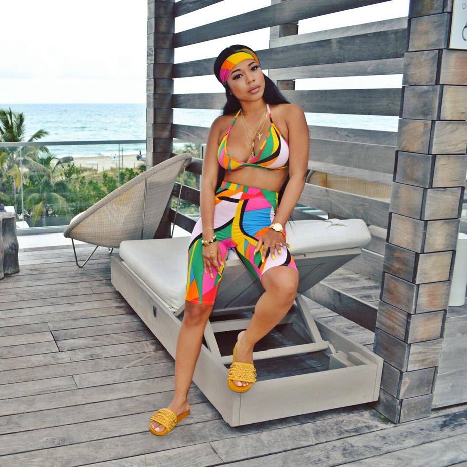 3 piece swimsuit with scarf