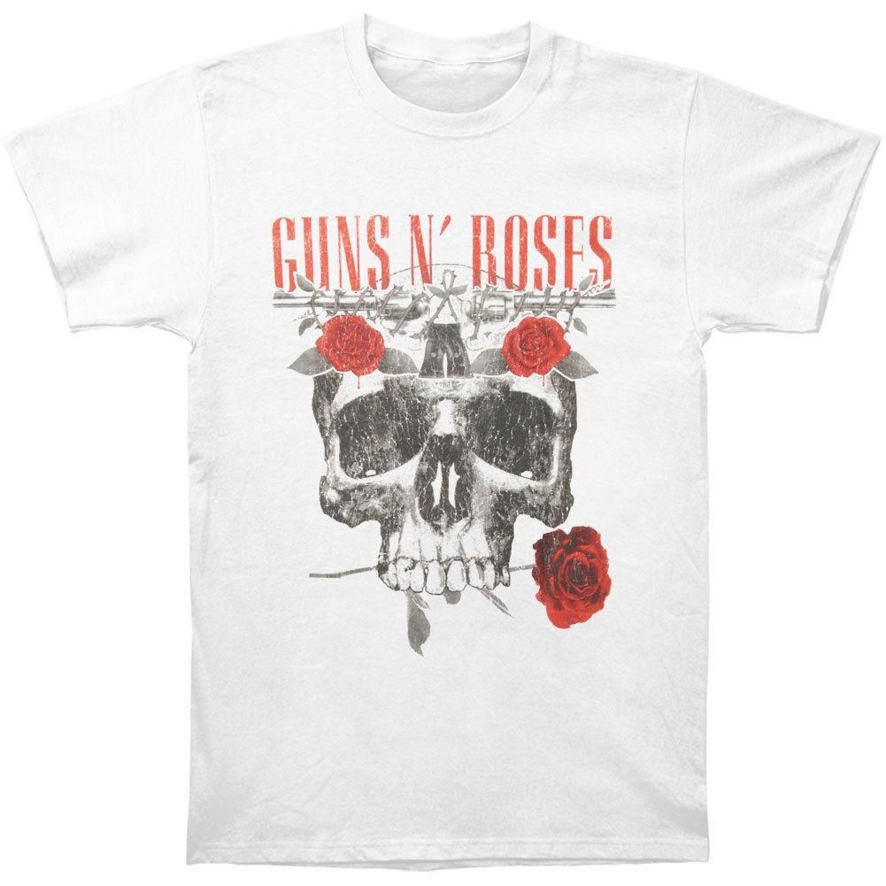 Guns N Roses Men S Flower Skull Tee Vintage T Shirt X Large White