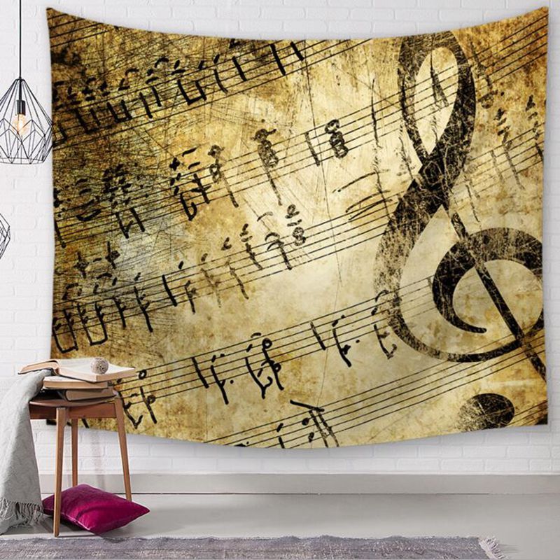 Vintage Music Note Tapestry Stave Wall Hanging Decoration Decorative