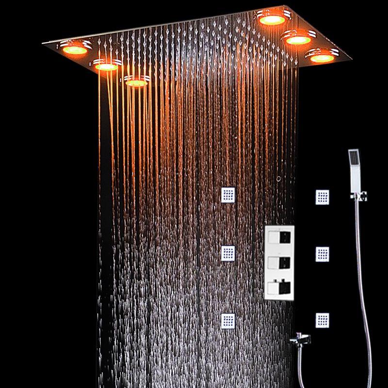 2021 Bathroom Faucet Sets Concealed Ceiling Big Rain Electric LED