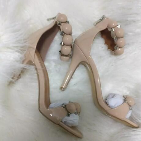 Chic Designer Brand Celebrity High Heel Sandals Nude Black 