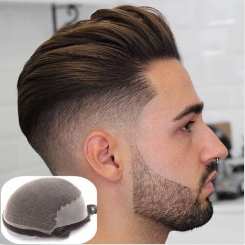 Lace Front Thin Skin Men Toupee Wavy Brown Color 6# 32mm Wave Indian Human Hair Full PU Replacement for Men Free Shipping Lace Front Thin Skin Men Toupee Wavy Brown Color 6# 32mm Wave Indian Human Hair Full PU Replacement for Men Free Shipping