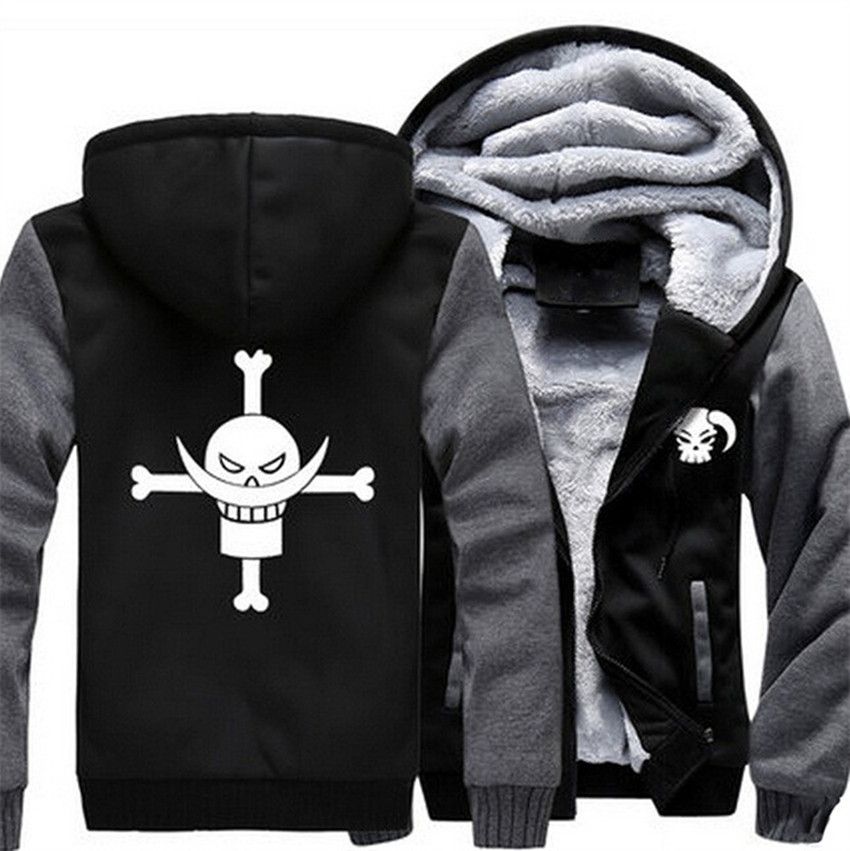Anime One Piece Monkey D Luffy Coat Sweatshirt Black Casual Hoodie Jacket
