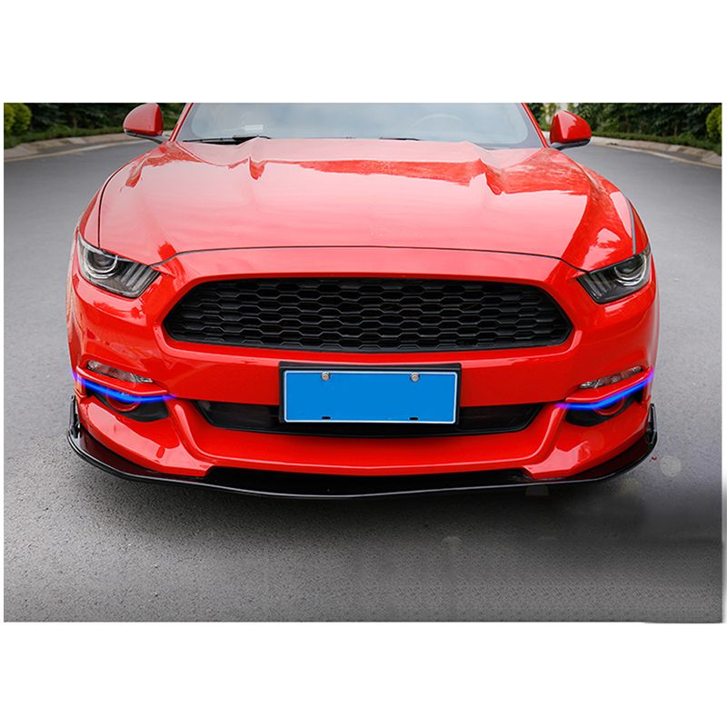 Carbon fiber Car Front Fog Light Lamp Eyebrow Strips Trim Cover for Ford Mustang 2015-2018 