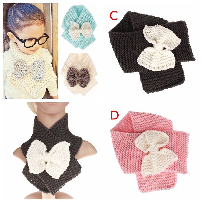 INS otoño invierno niños bufandas bebé ganchillo bufanda moda arcos niñas pañuelo a mano de