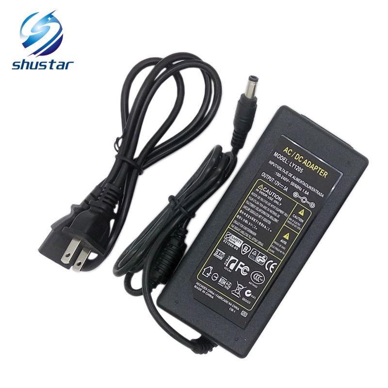 compre fuente de alimentacion del transformador para luz led de tira 5630 5050 3528 smd 100 240v ac dc 12v 5a adaptador para luz led rgb strip light