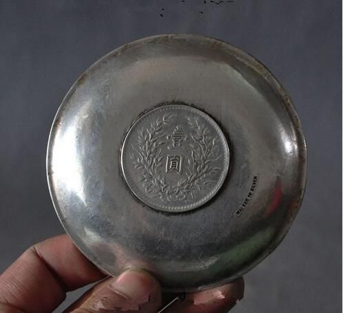 Old Chinese tibet silver Zodiac Animal statue money Coin wealth Plate