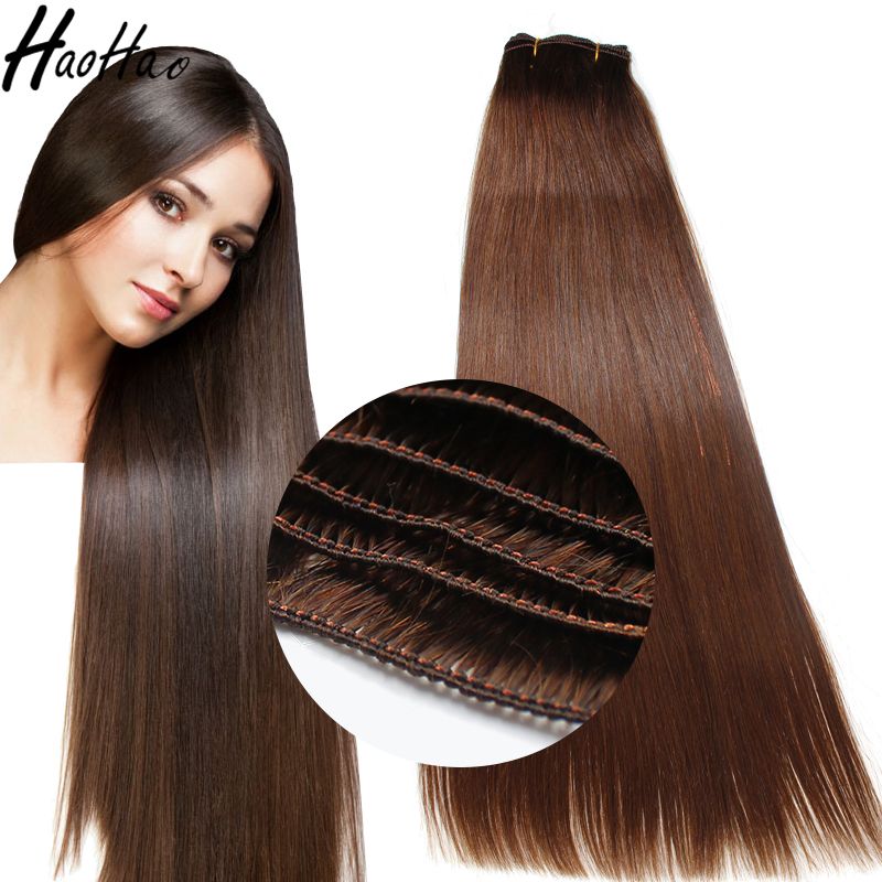 Hand Tied Double Drown Hair Weft 22 Inch Brazilian Straight