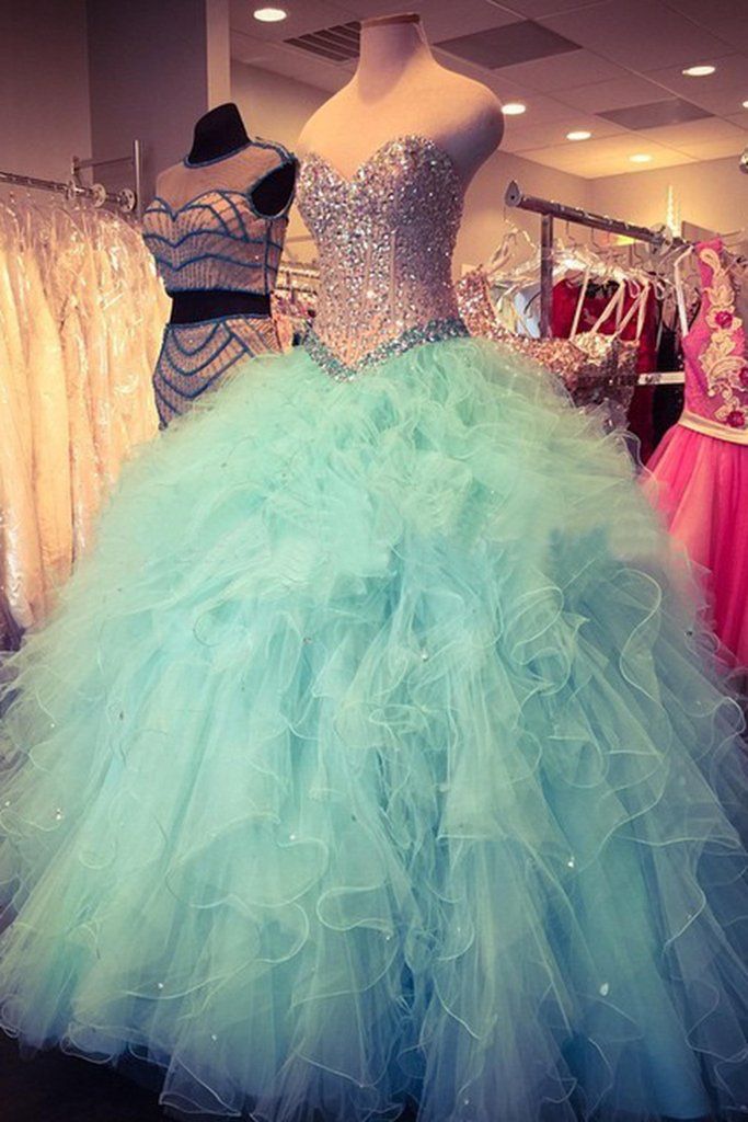 Elegant sleeveless tulle ball gown luxury crystal Ruffled Organza Mint Green beaded quinceanera dresses sexy 16 Dress Elegant sleeveless tulle ball gown luxury crystal Ruffled Organza Mint Green beaded quinceanera dresses sexy 16 Dress