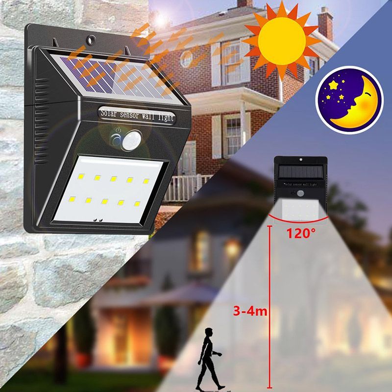 Accionada solar de luz LED de pared del sensor de movimiento PIR 3Modes seguridad impermeable IP65 calle 2842 reflector de la lámpara al aire libre Patio Jardín Escalera 28LED solar 