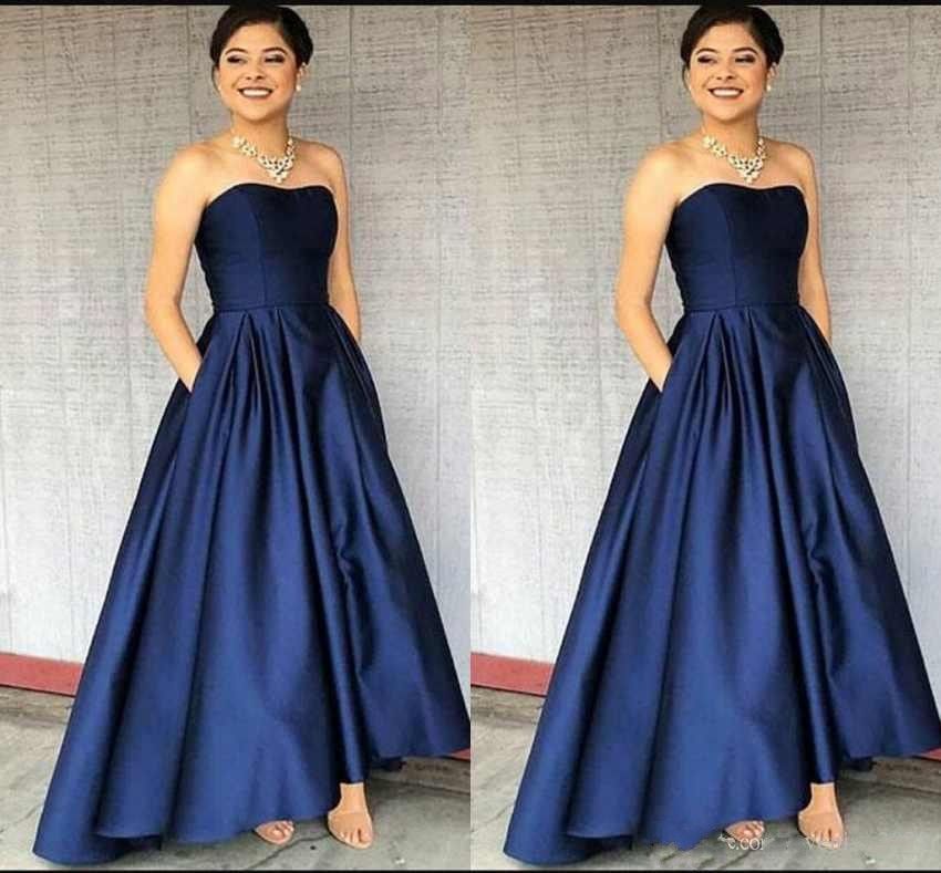 blue strapless homecoming dress