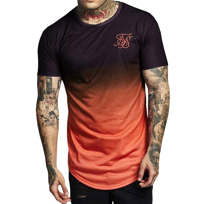 Camisetas SikSilk | Manga Corta Camiseta Técnica De Puños Con Recuadro Y  Panel Desvanecido Negro Y Verde Azulad Hombre \u003c MyOmBox