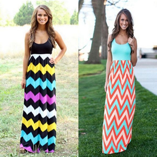 striped boho maxi dress