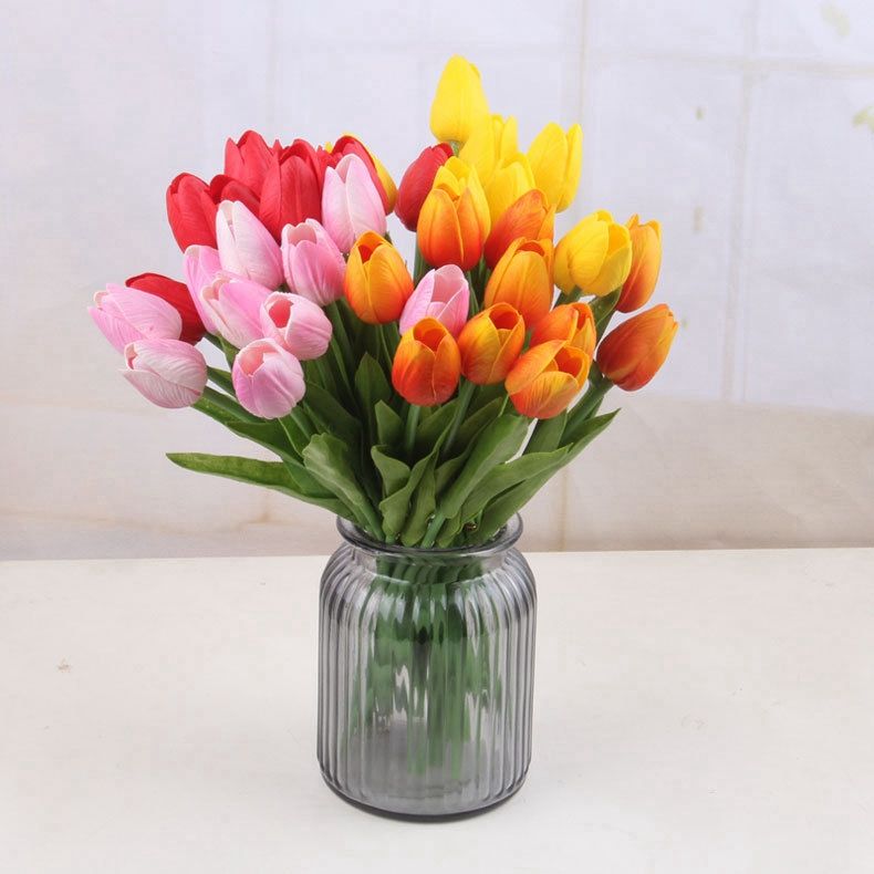 Black Artificial Tulip Flower Latex Real Touch Wedding Party Bouquet Home Decor Home Decor Home Garden