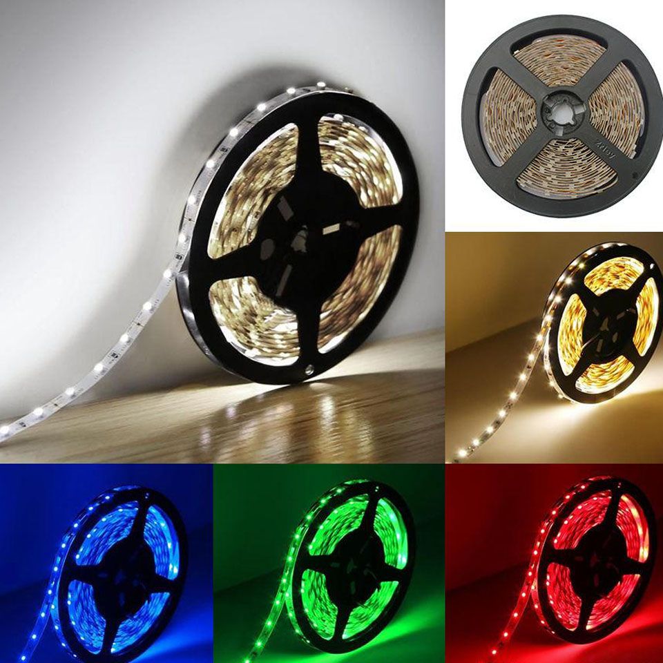 compre cinta de luz led rgb cinta flexible blanco calido rojo verde azul 5m rollo 300 leds 3528 5050 5630 12v cinta led no impermeable a 1 31 del