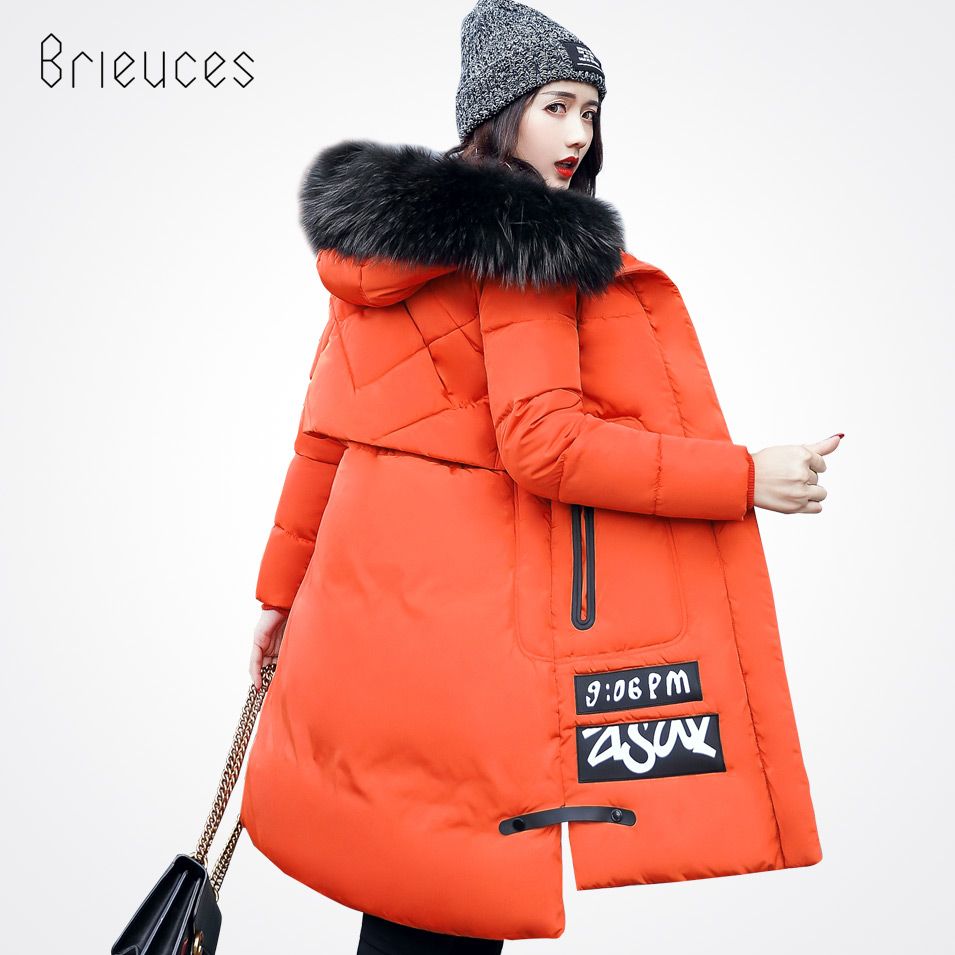 orange winter jacket womens