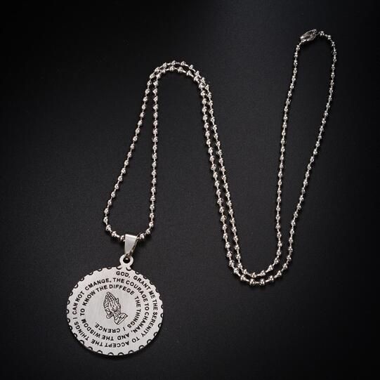 Collar de oración Verso De La Biblia Joyería Cristiana Rezando Manos Moneda Medalla Colgante