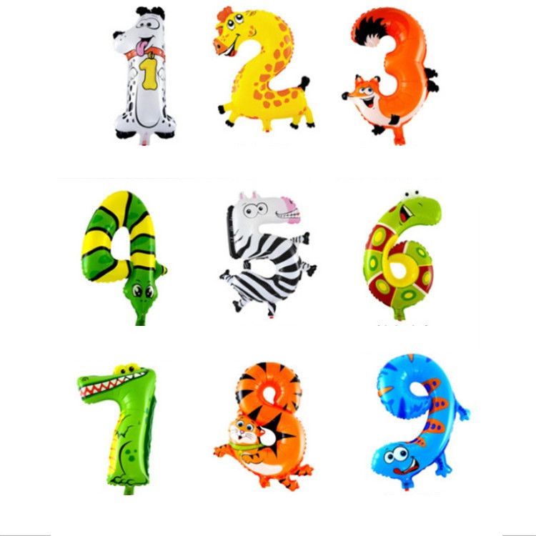 10 colores Los Números 0 a 9 Forma Globo animal globos metálicos Decoraciones infantiles de dibujos 10 colores Los Números 0 a 9 Forma Globo animal globos metálicos Decoraciones infantiles de dibujos