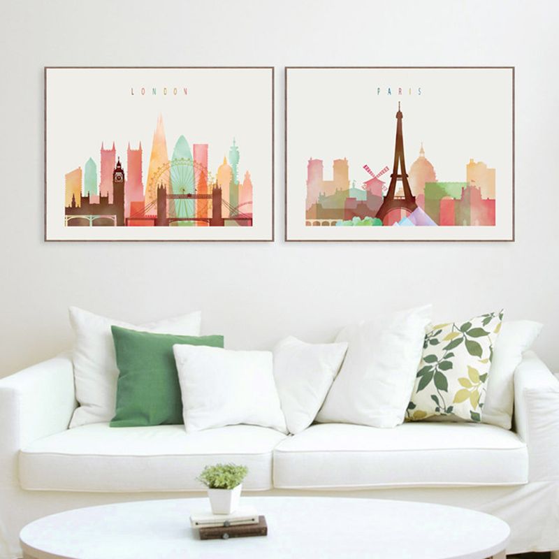 Acheter Londres Paris New York Peintures Decoration Nordique Toile Minimaliste Wall Art Photo Peinture Pour Salon Chambres Decoration De La Maison De 5 38 Du King050731 Dhgate Com