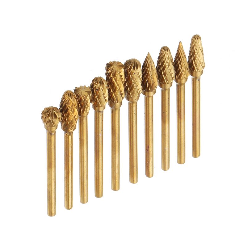 UK 10Pcs Tungsten Steel Rotary Grinding Burr Drill Bits 1//8/"Shank Wood File Set