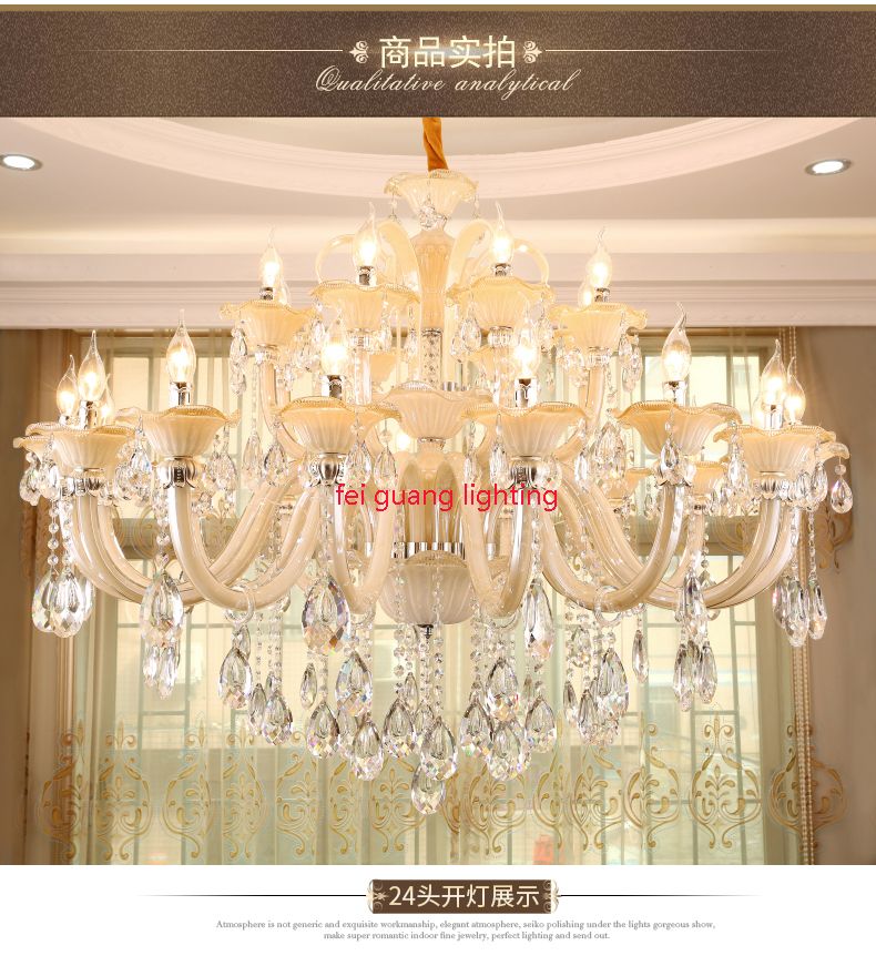 European Style Living Room Large Chandelier Villa Duplex Crystal