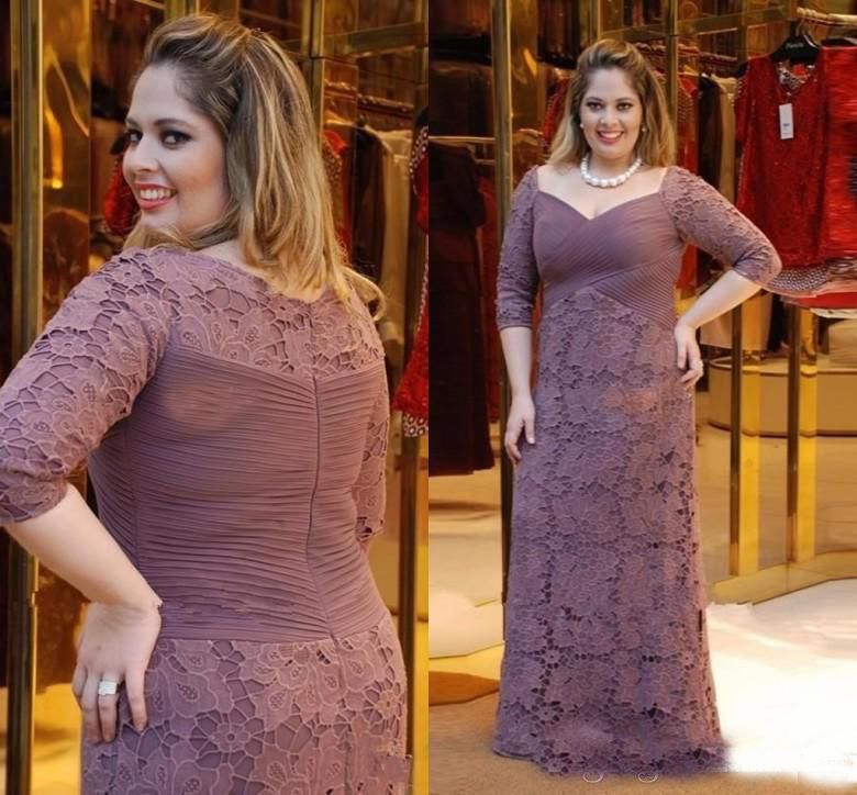 2018 tallas grandes vestidos de madre de la novia de encaje gasa mangas