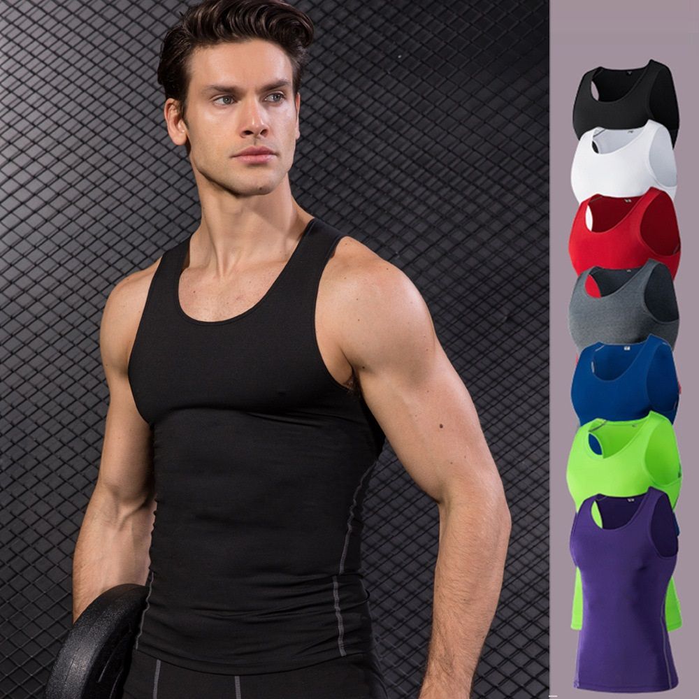 Mens Sleeveless Compression T-shirt Vest Base Layer Tank Top Workout Fitness Gym
