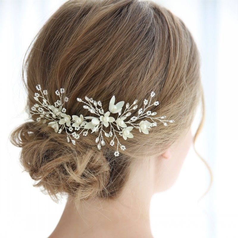 Tiny Beaded Blossom Bridal Silver Hair Pins And Clips Charming