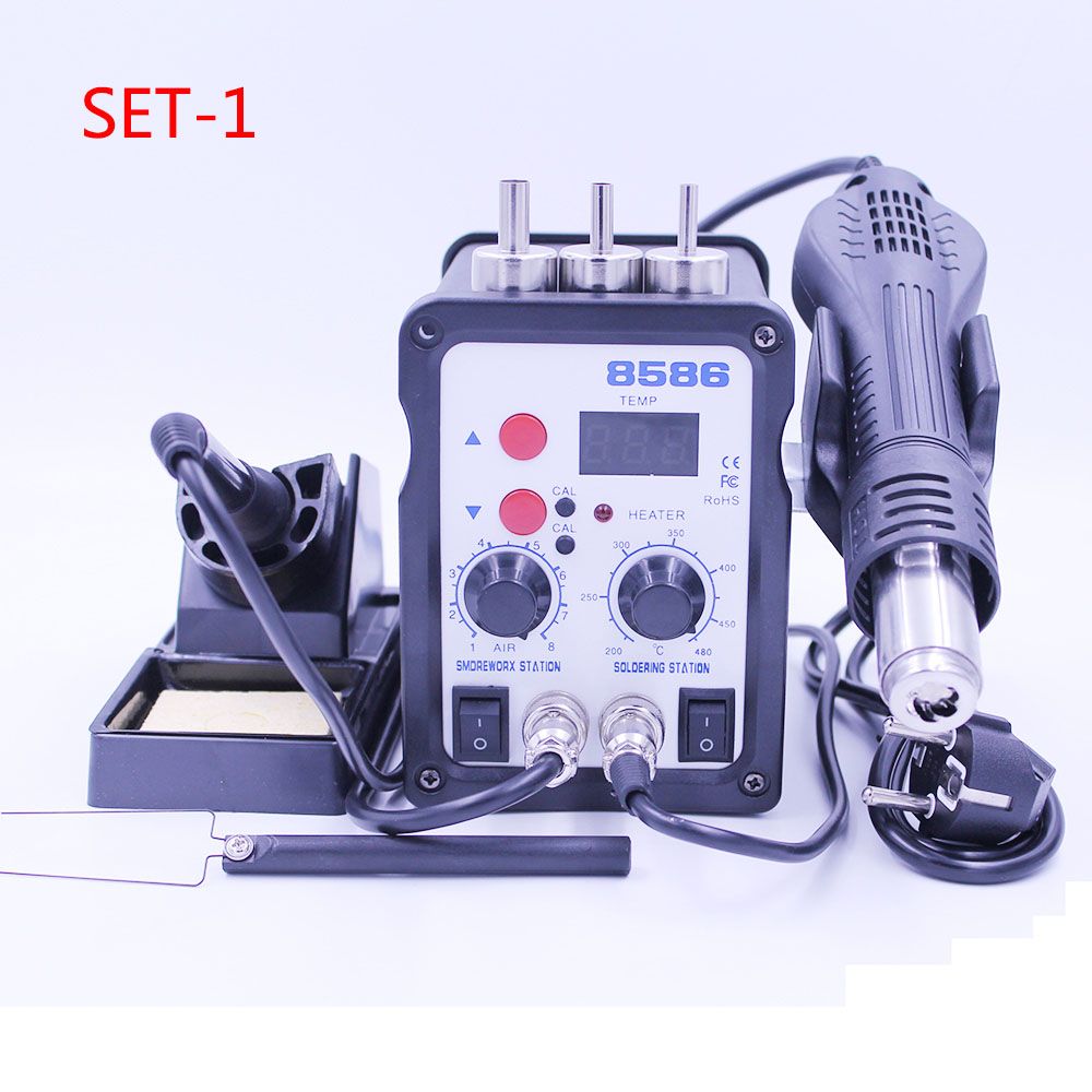 2 in 1 Dual Display SMD Rework Soldering Station Hot Air Gun Set DHL SHIPPING !