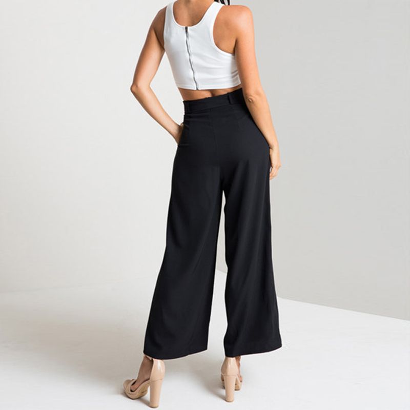 Acquista AKYZO 2017 Moda Donna Pantaloni A Vita Media Casual Pantaloni  Larghi Pantaloni Alla Caviglia Pantaloni Palazzo Fusciacche Fiocchi Neri E  Marroni A 20,78 € Dal Mallten | It.DHgate.Com