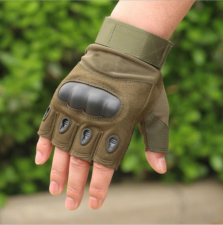 Mens Tactical Outdoor Sports Gym Bike Bicycle Half Finger Leather Gloves Mittens