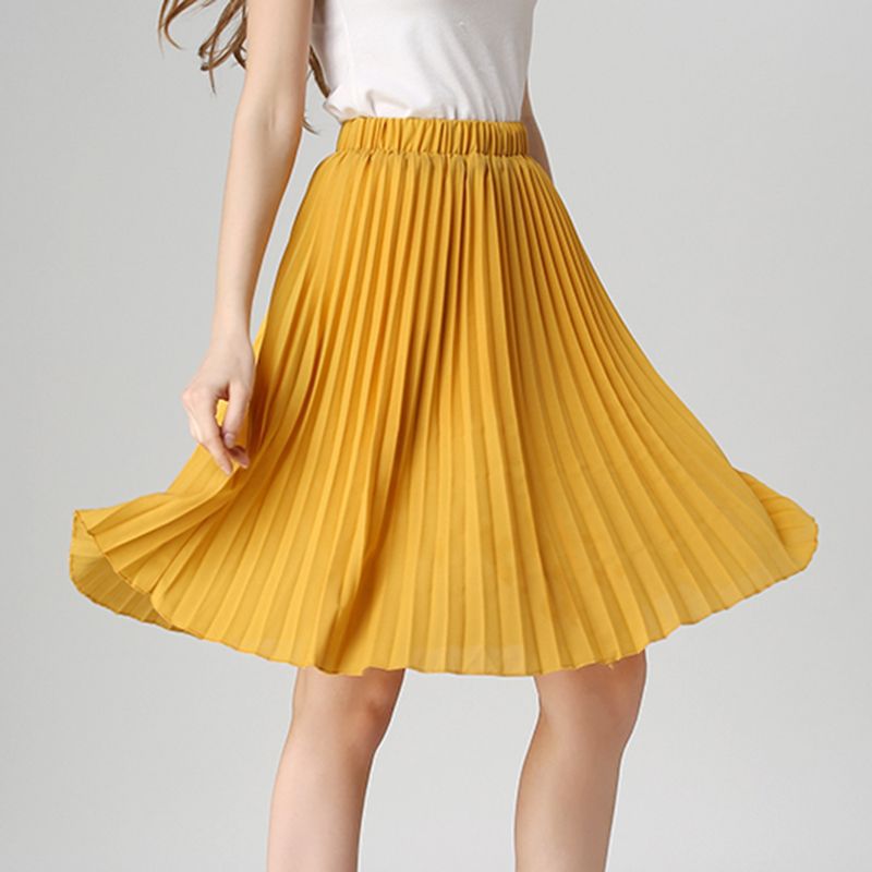 saia amarela plissada