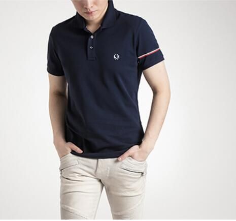 2018 famosos hombres de manga polos populares algodón bordado de trigo diseñador hecho