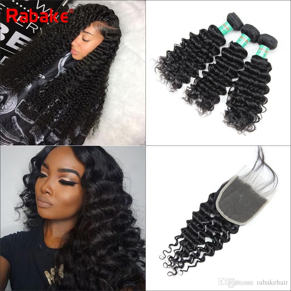 2019 Indian Deep Wave Bundle With Closure Wholesale Cheap Human