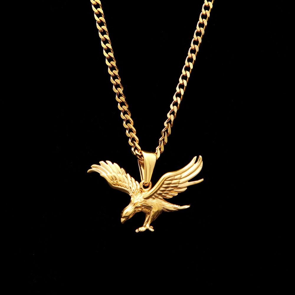 Wholesale New Hip Hop Dapeng Wings Eagle Pendant Necklace Lucky Animal Figure Men Women Jewelry With Chain Necklaces For Men White Gold Necklace From