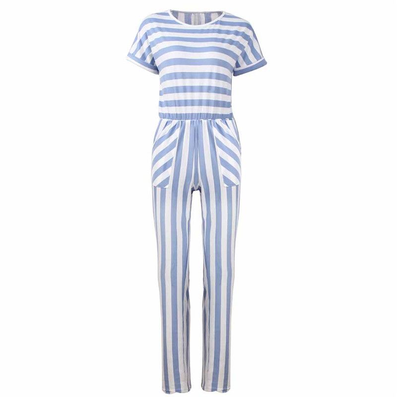 striped short sleeve jumpsuit